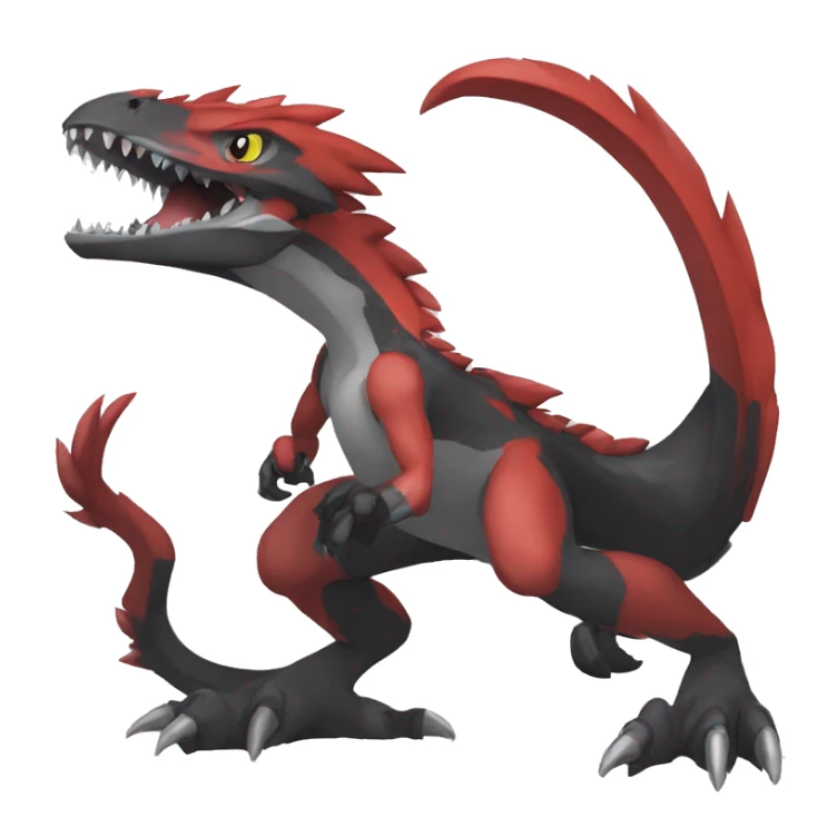  Cool Edgy Black Red Grey Digimon-Fakemon-Raptor-Reptile full body sticker