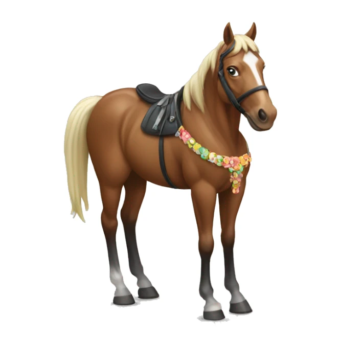 A horse with party favors sticker