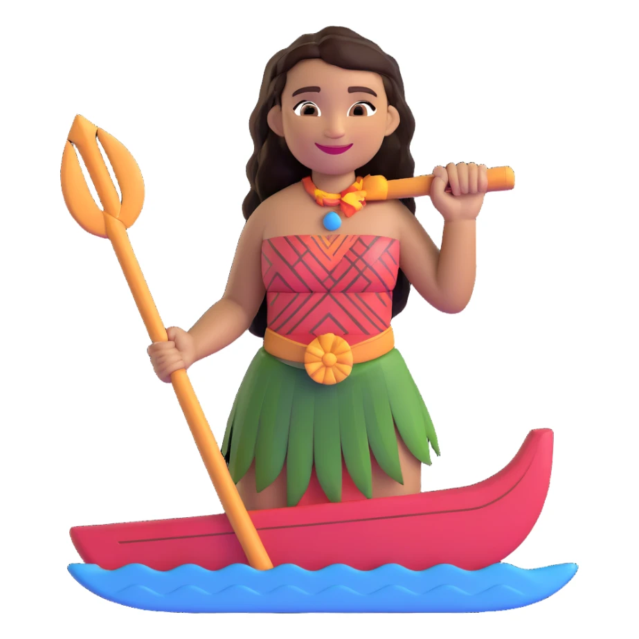 Moana smiling holding an oar sticker