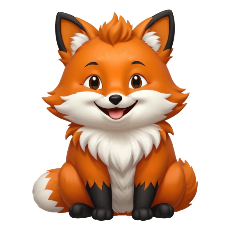 Floofy the Creampuff fox blackish away laughing, chubby. Black paws orange color sticker