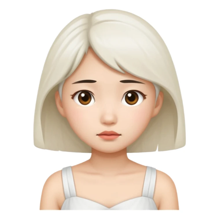 asian girl tired face white dress sticker