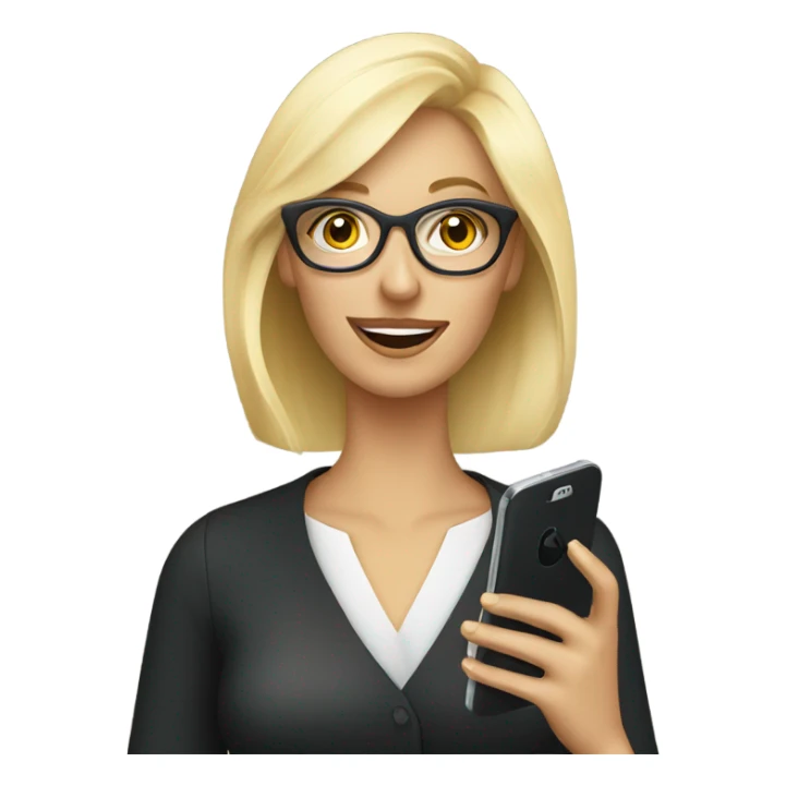 Elegant Blonde woman wearing glasses calling on cell phone sticker