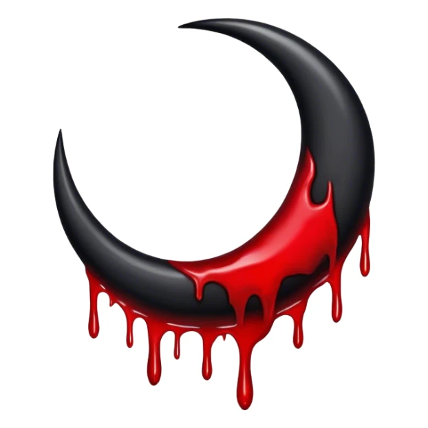Black crescent moon with blood dripping from it  sticker
