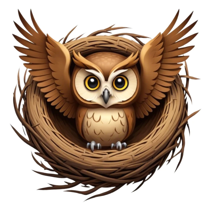 An owl flies over the nest. sticker