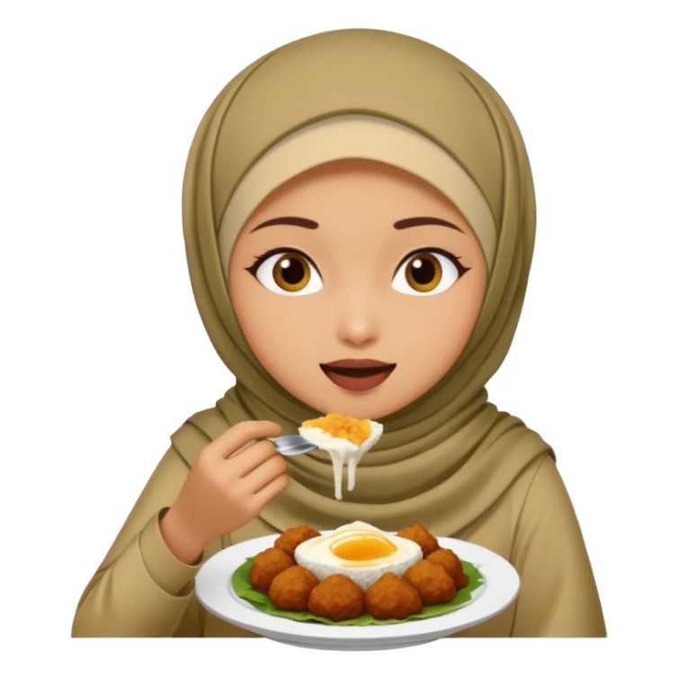 Hijabi girl eating nasi lemak sticker