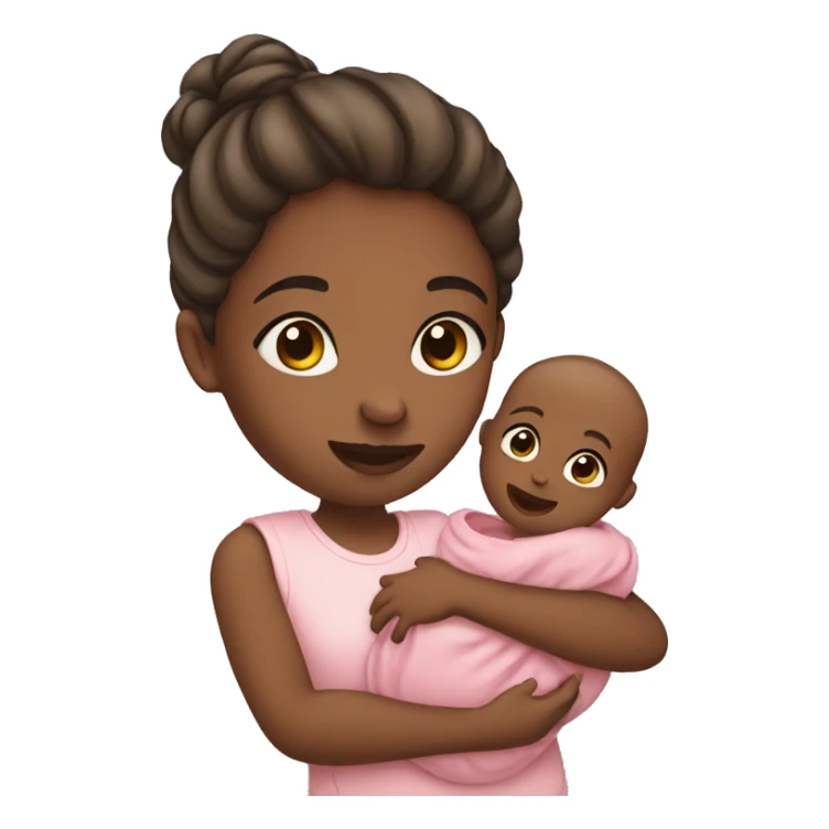 Girl holding baby sticker