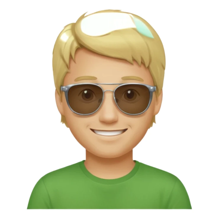 Mann, blond, sonnenbrille, grünes t-shirt, lächelns sticker