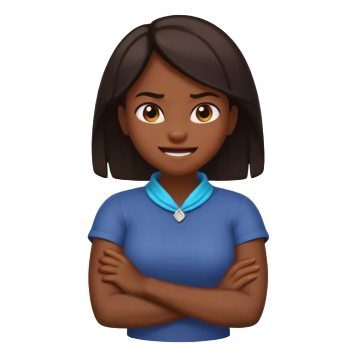 "arms crossed around neck angry laughing girl" sticker