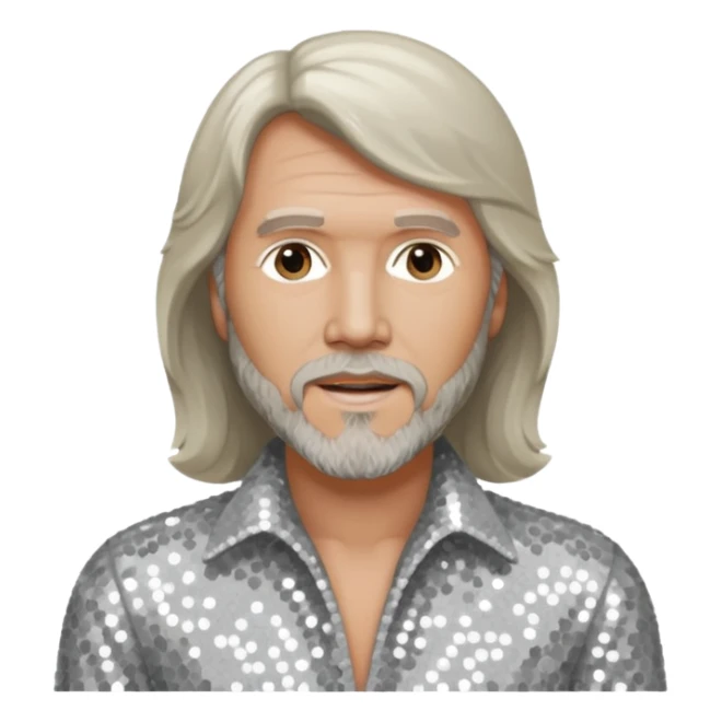 Barry Gibb from Bee Gees with light grey sequin outfit sticker