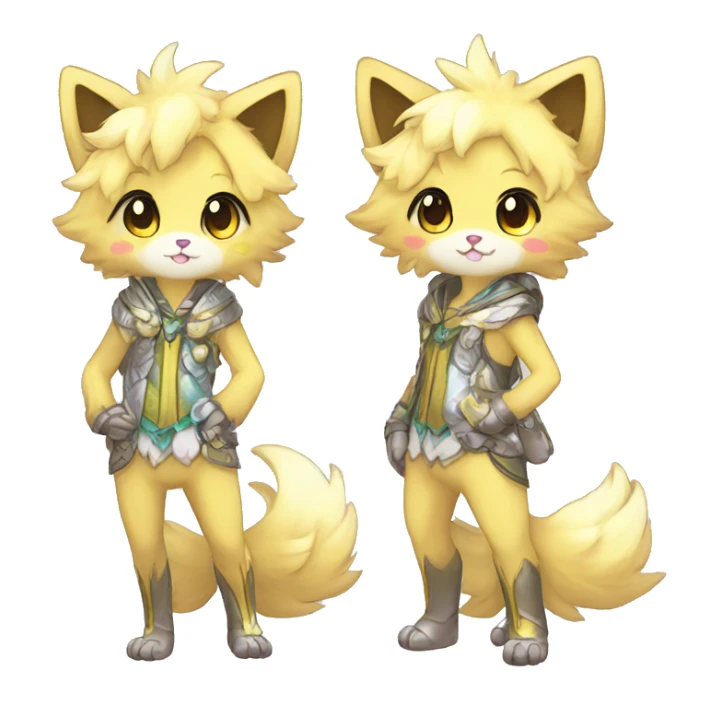 Cute Cool Kawaii Beautiful Pretty Chibi Fur-Sona Shiny Colorful Sparkly Fakemon Full Body sticker