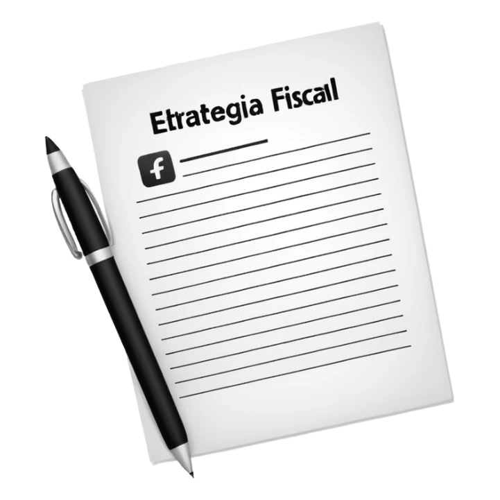 paper with a pen that says Estrategia Fiscal sticker
