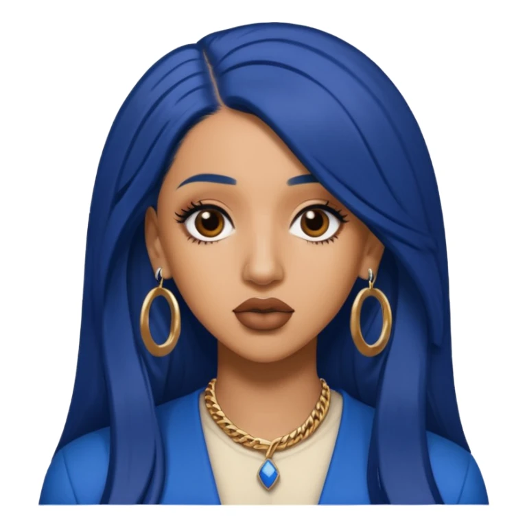 Cardi B with long dark blue hair  sticker