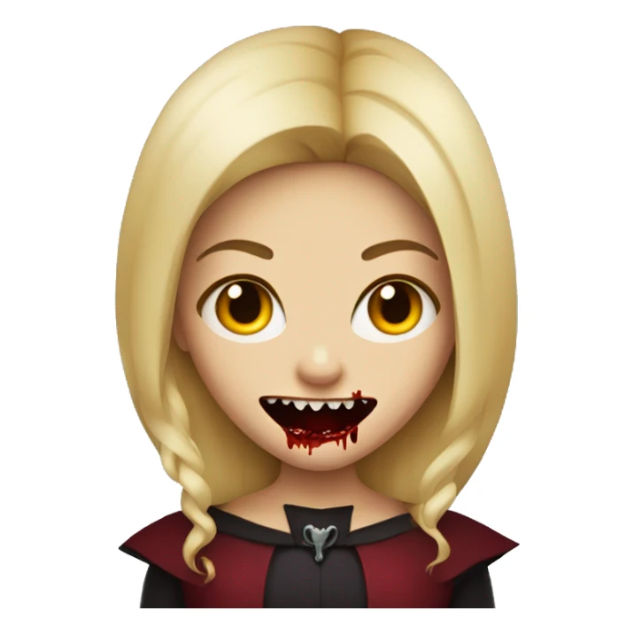 blonde girl with vampire teeth and blood in the mouth sticker