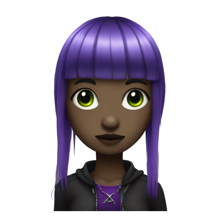 goth girl with bangs and purple and green hair sticker