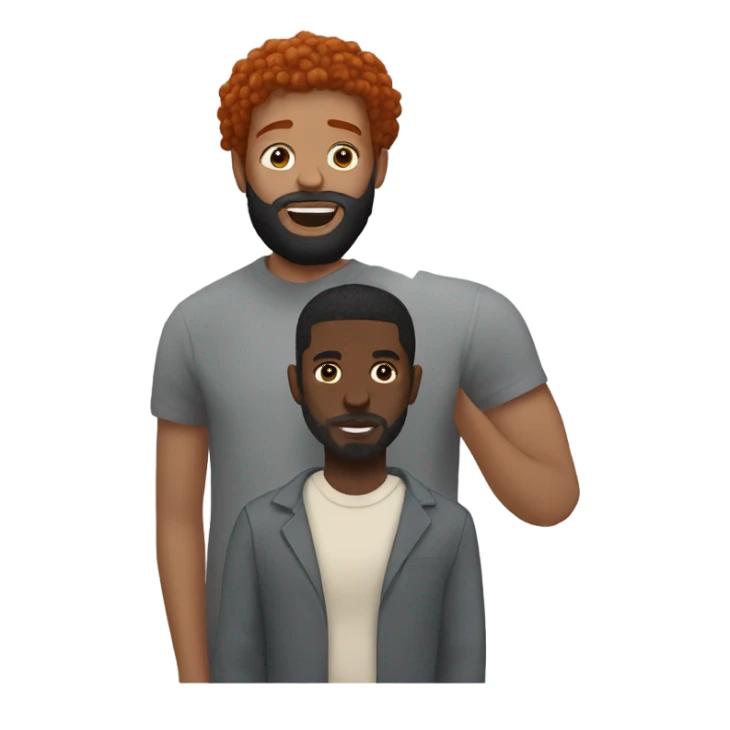 Man with red hair kisses black man with beard and short braids  sticker