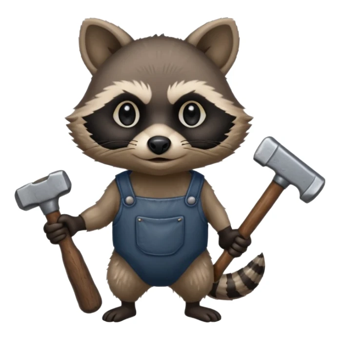 dirty blacksmith racoon holding hammer sticker