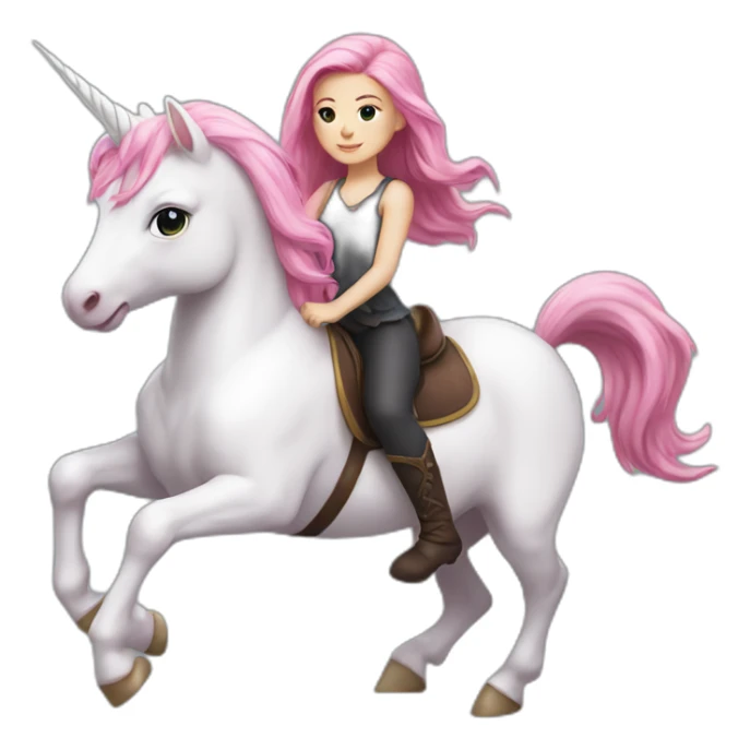 White Girl with pink hair riding a unicorn sticker