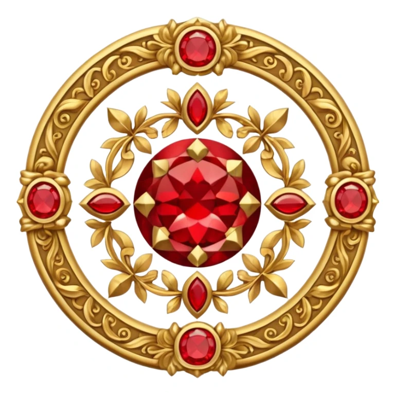 Golden circle crest with red gems sticker