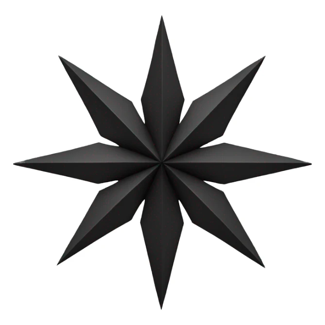 Northern star with 8 angles in black color sticker