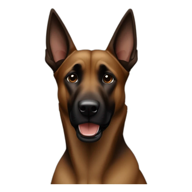 Perro malinois marrón oscuro mirando de frente con orejas levantadas sticker