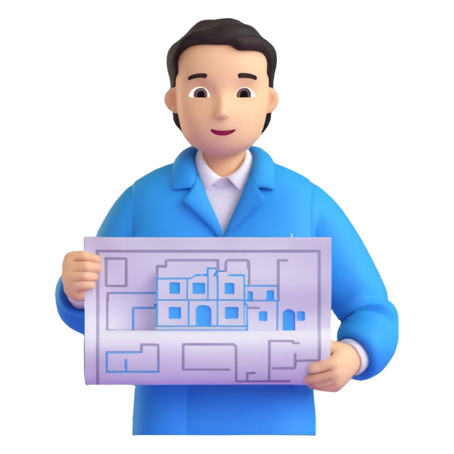 person holding a blueprint sticker