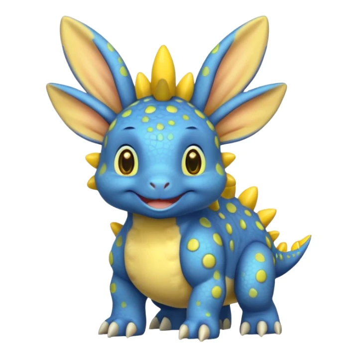 Blue Stegosaurs with yellow bunny ears and yellow spots sticker
