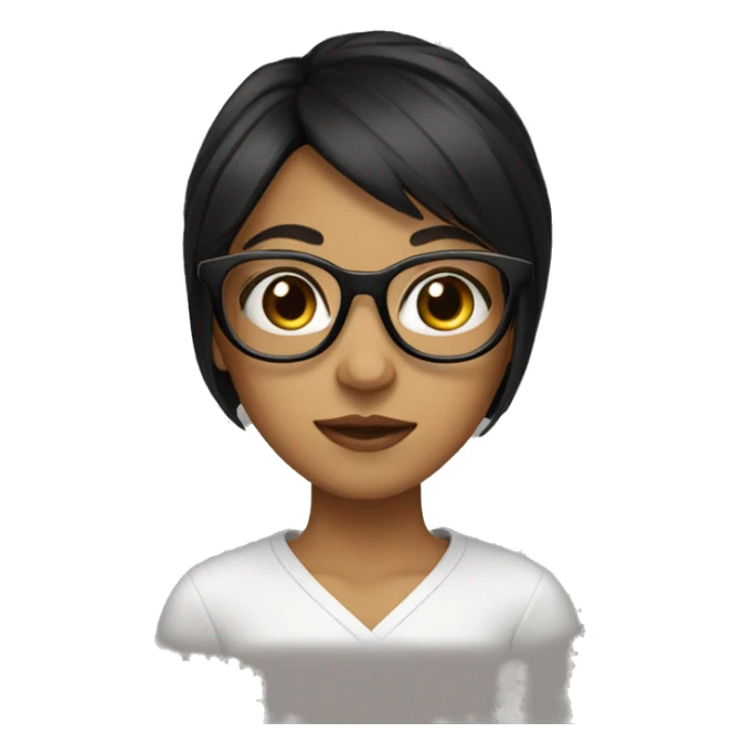 Girl wearing glasses brown black hair with long bangs  sticker