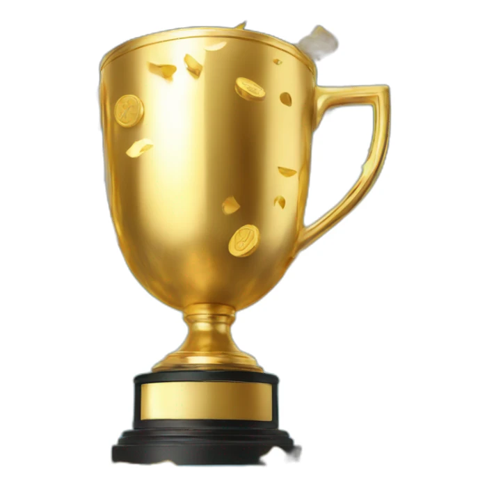 A gaming trophy surrounded by confetti to celebrate successes. sticker