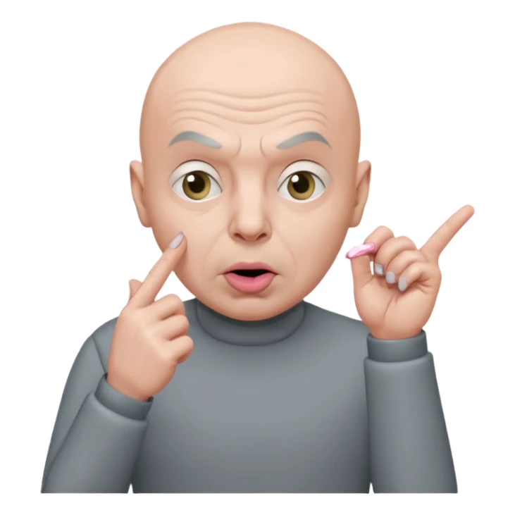 Austin Powers, Dr. evil in gray shirt with pinky finger to mouth sticker