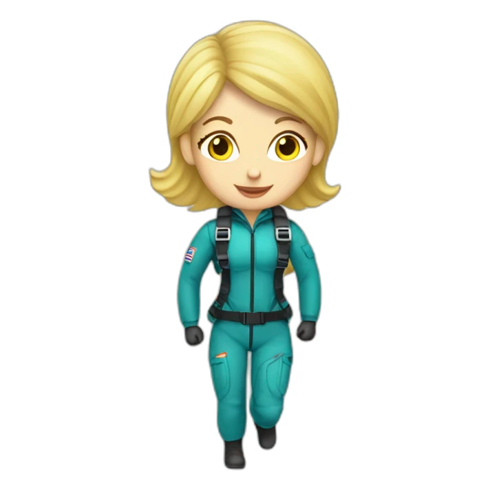 caucasian blonde female skydiver with parachute sticker
