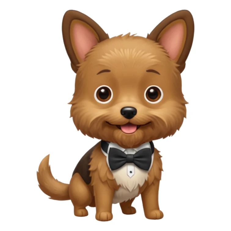 A mini dog with a scruffy but adorable beard, tail wagging excitedly and wearing a little bowtie.




















 sticker