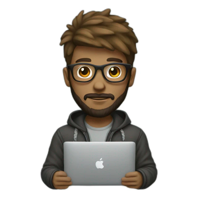 hipster with hoodie and a macbook sticker