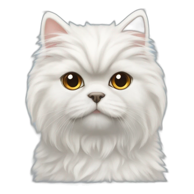 fluffy white persian cat with a yorkiepoo sticker