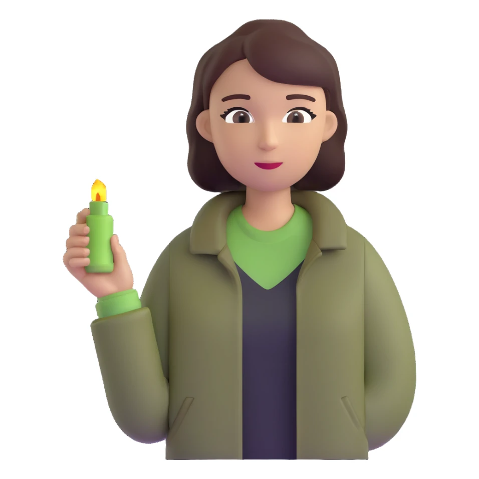 dark olive green jacket over a lighter green top sticker