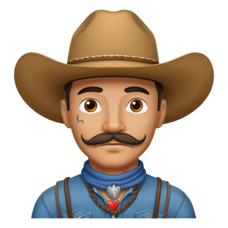 mustached cowboys with tattoos on neck  sticker