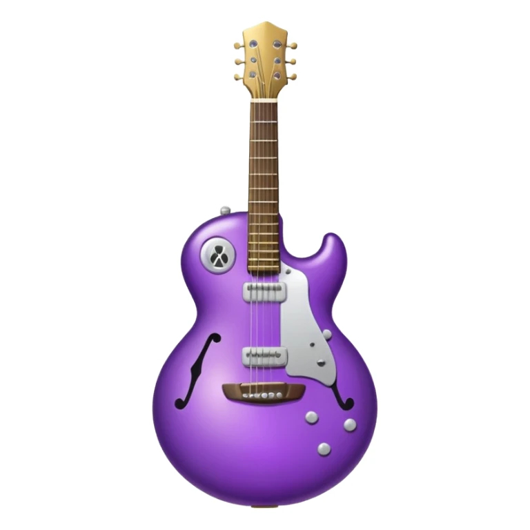 a purple Christmas ornament with a guitar sticker