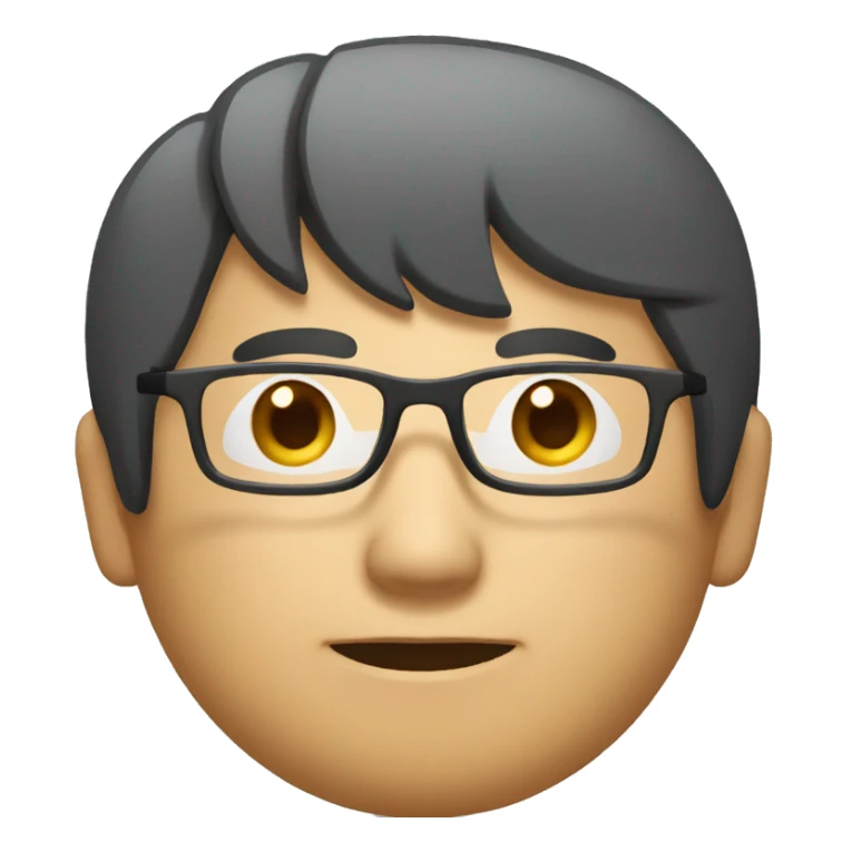 asian man with wearning glasses, face should've rounded. sticker