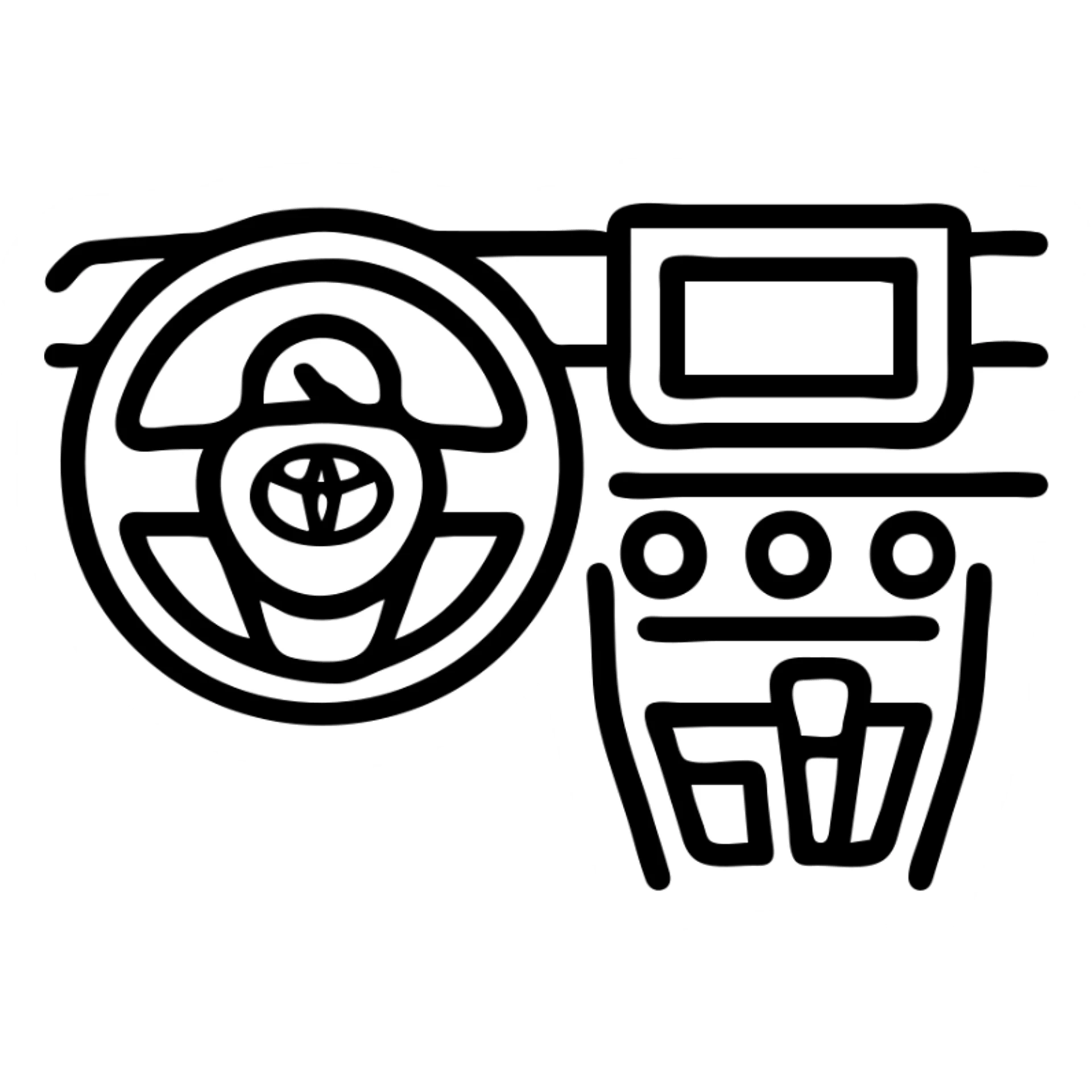 outlined icon style simple dashboard of Toyota RAV4 interior sticker