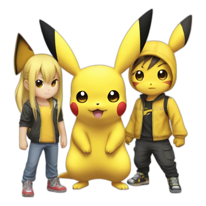 Pichu,Pikachu and Raichu standing next to each other sticker