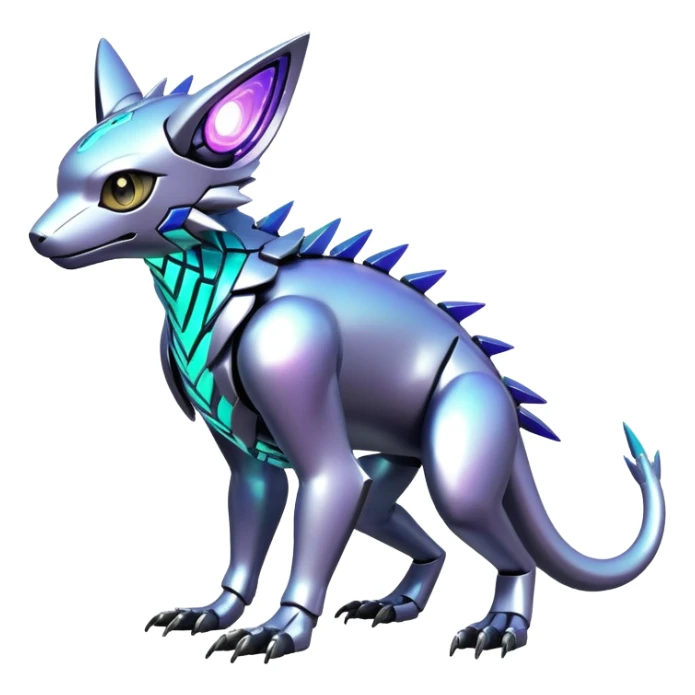  exotic shiny futuristic modern cyber-Fakémon-Digimon-Trico-creature sticker