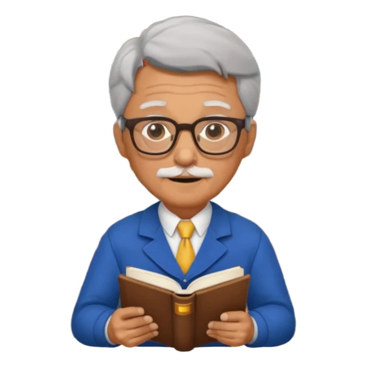 old male Librarian in foreign countries with glasses and librarian uniform sitting in library sticker
