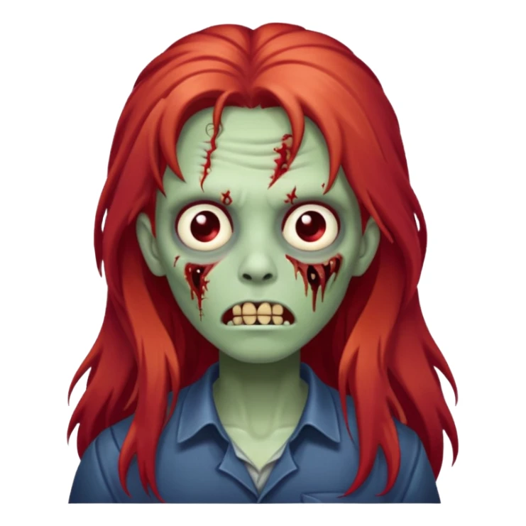 Franja cabelo ruivo comprido zombie fofo sticker