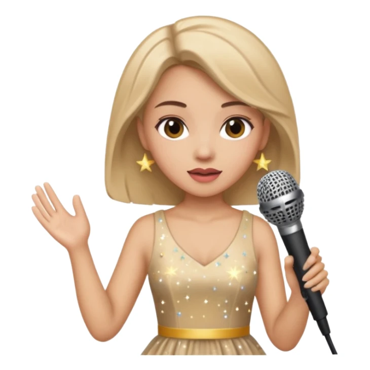 dọa cat is singing, 2 hands holding mirco and twinkle dresss sticker