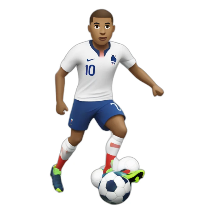 Kylian Mbappé jouant au foot avec l'équipe de France sticker