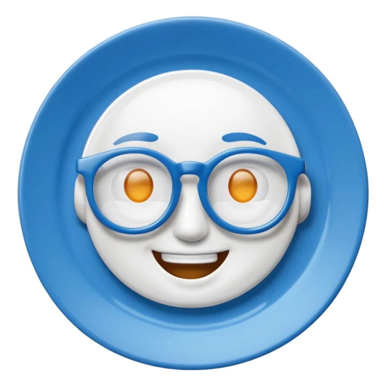 talking plate blue with glassess sticker