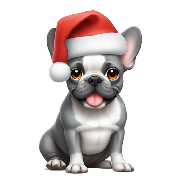 Gray French bulldog in Santa hat sticker