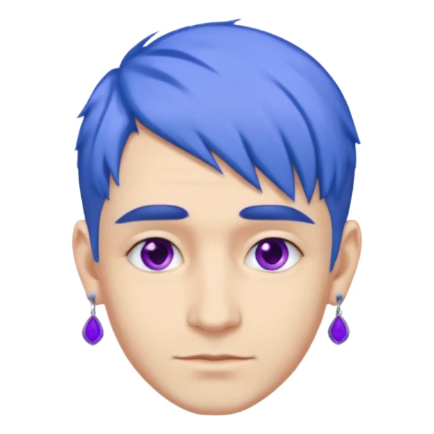 blue haired man with purple earrings sticker