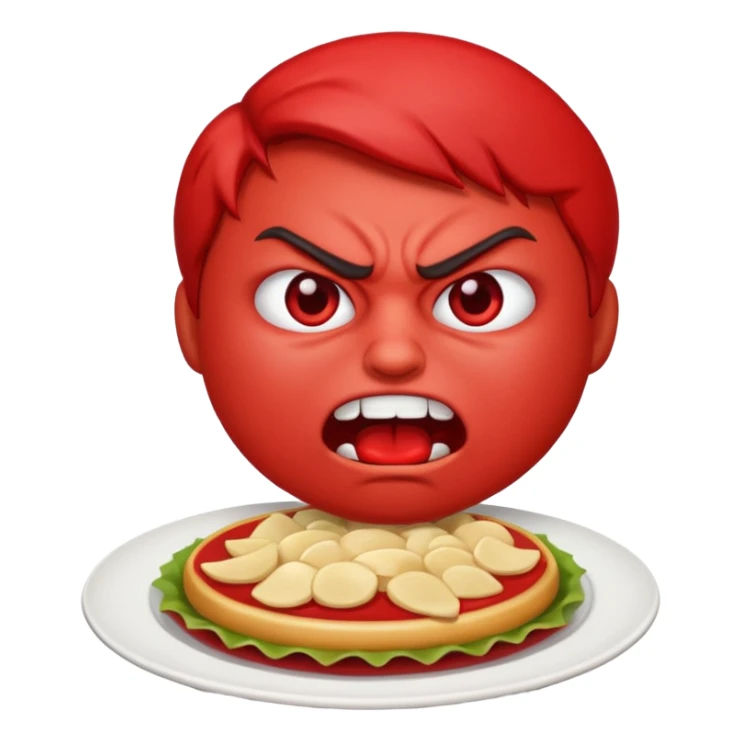 Angry emoji that’s eating a lot of food sticker
