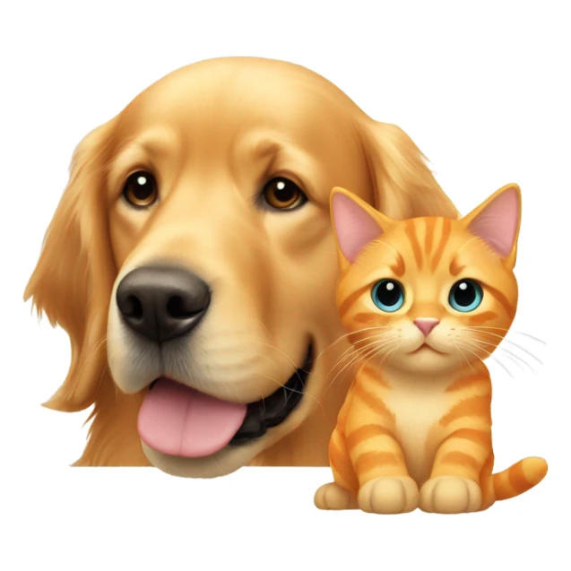 Golden retriever with a orange cat  sticker