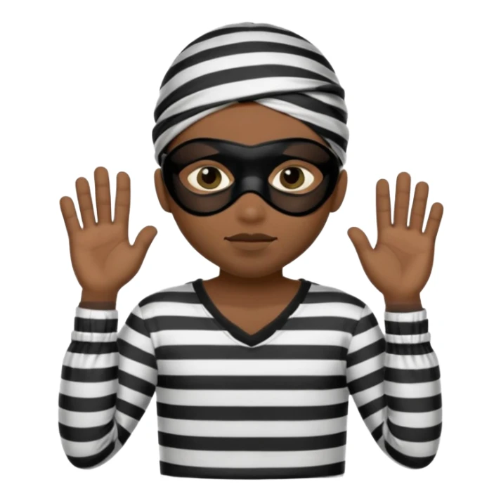 A theif robber emoji,Stripped shirt,eye mask, black head. sticker
